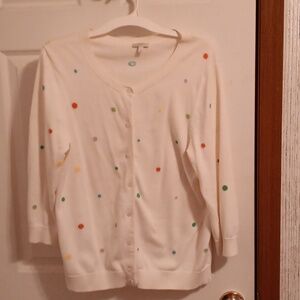 Talbots Cream Cardigan with Multi Color Accents